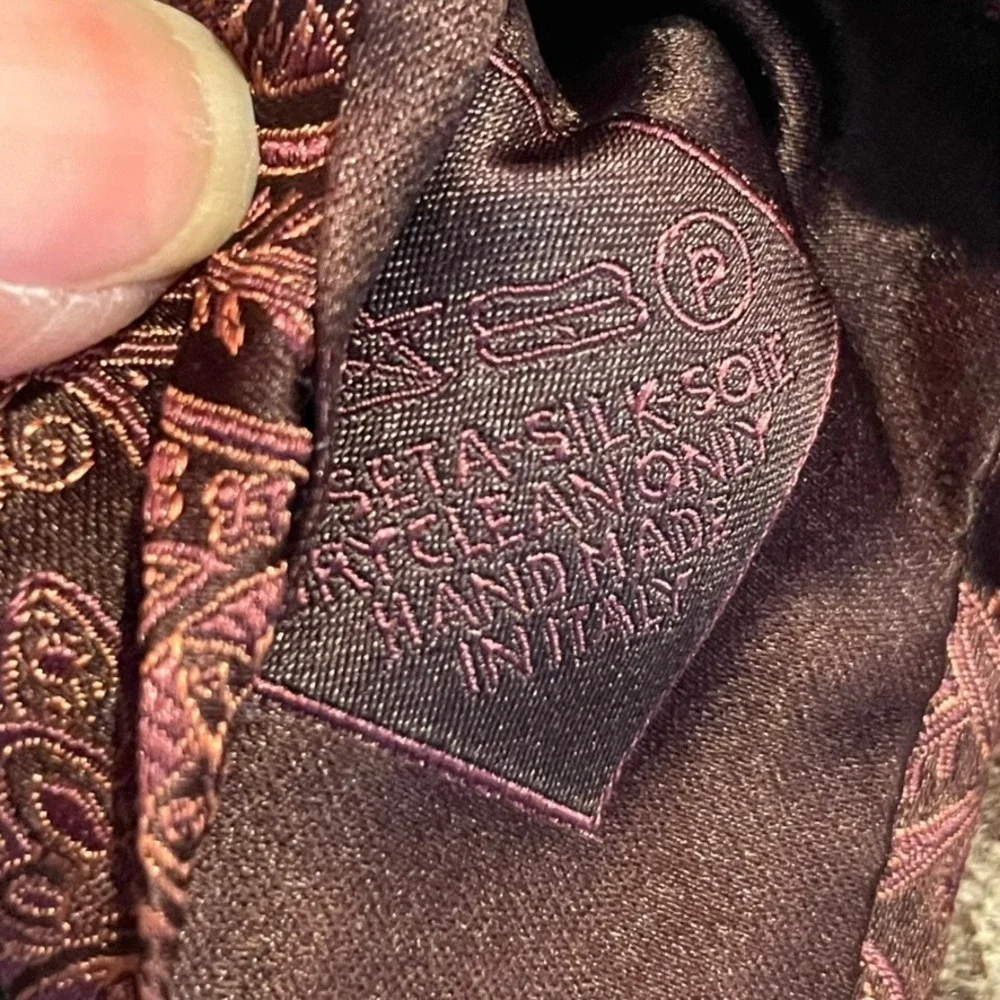 Brioni Silk Necktie Mens Brown Paisley Jacquard Italy Sartorial Dark Academia